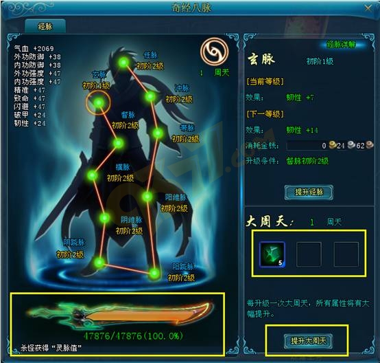 九鼎记经脉系统玩法
